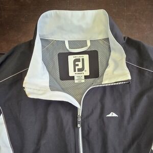 FootJoy DryJoys Womens Golf Rain Jacket Black White Full Zip Windbreaker Large
